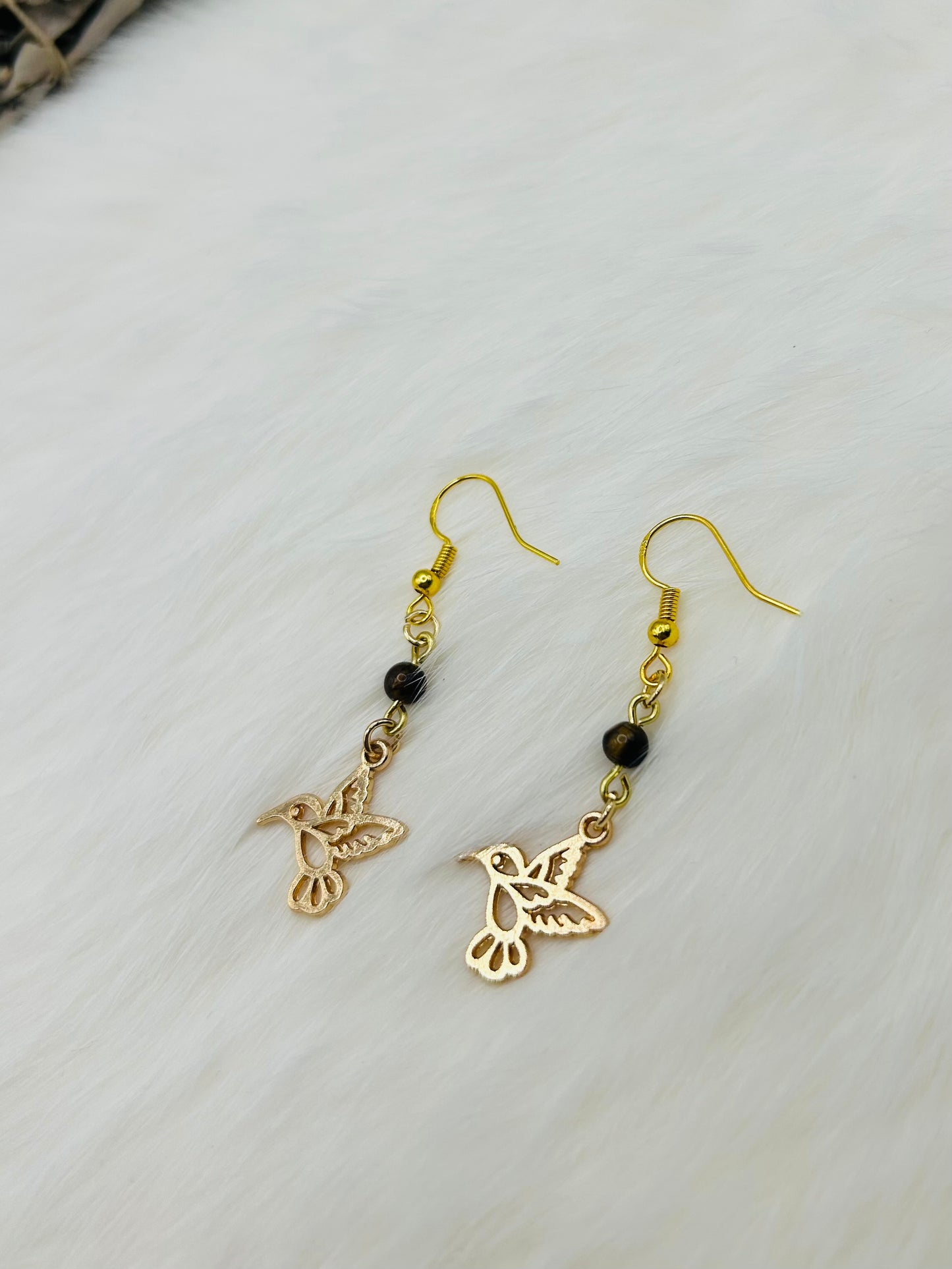 Golden Flight – Hummingbird Earrings
